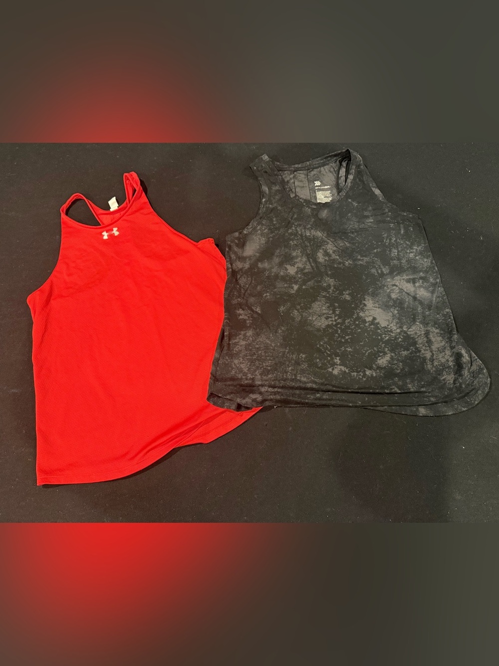 Active tank top bundle Under Armour Red Racerback + Black Marbled